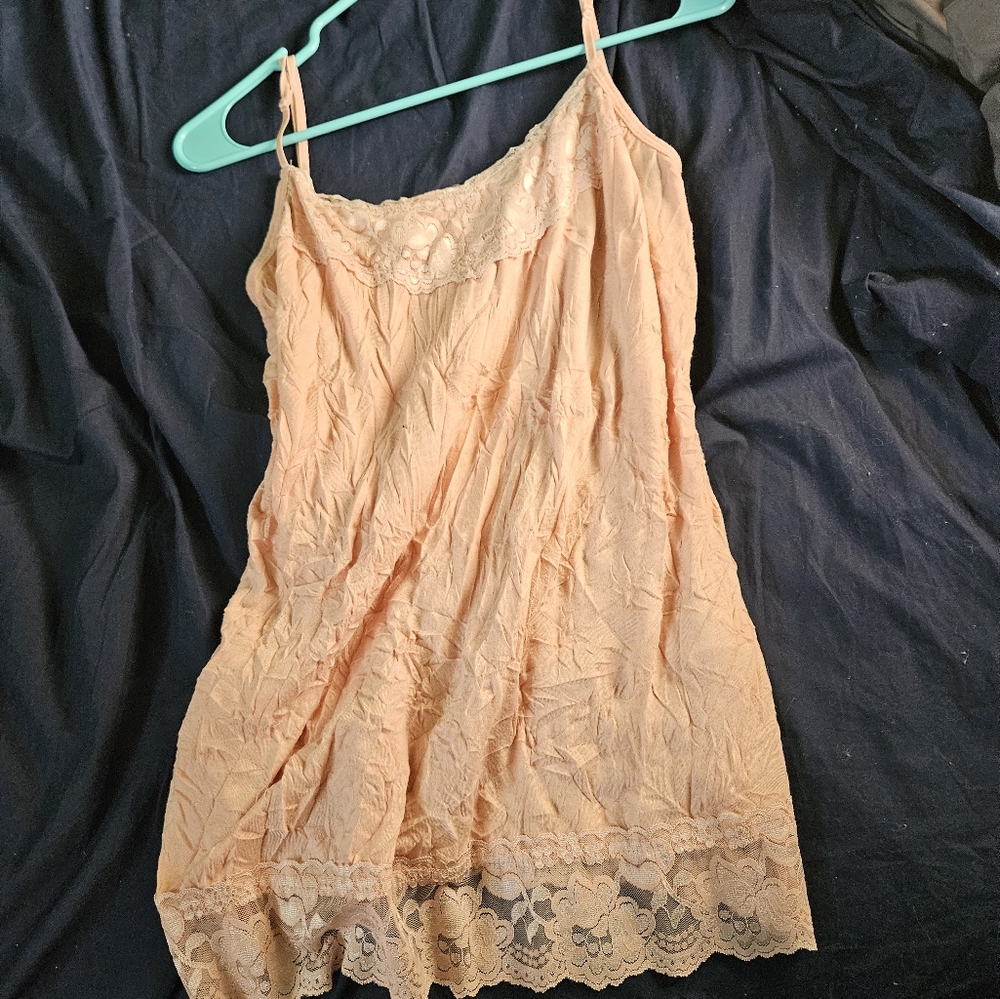 Pink Lace Crinkle Cami